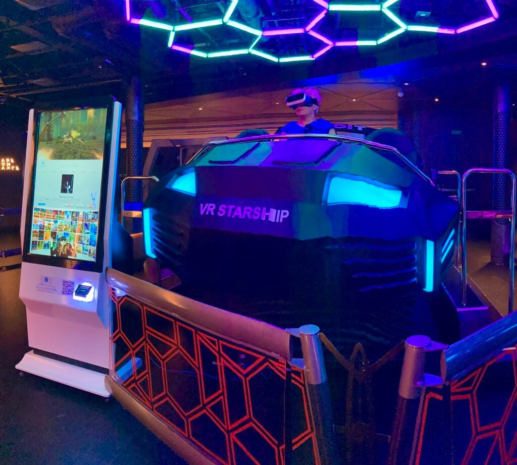 photo of VR arcade game on the new NCL Prima class ship