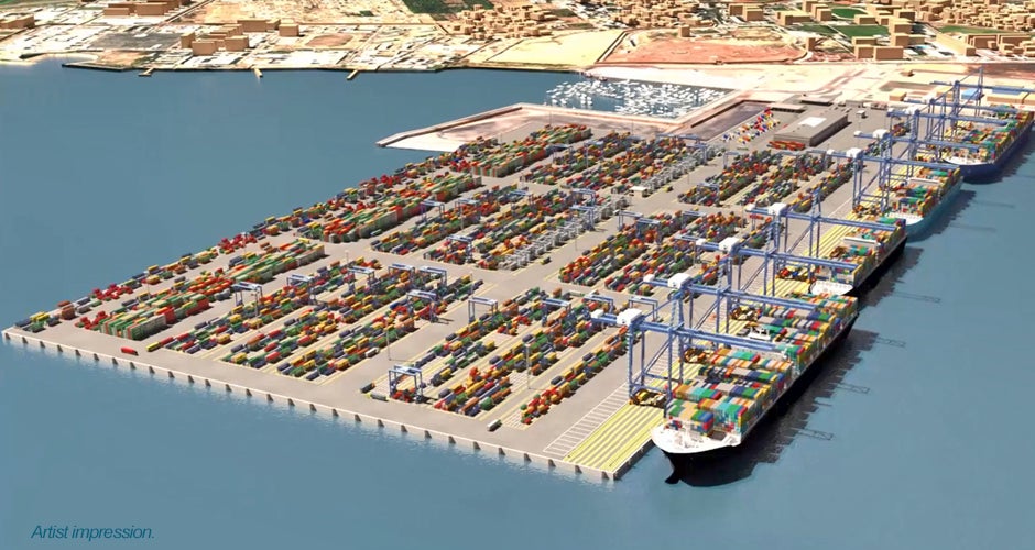 rendering of Abu Qir Container Terminal, a port facility project in Egypt