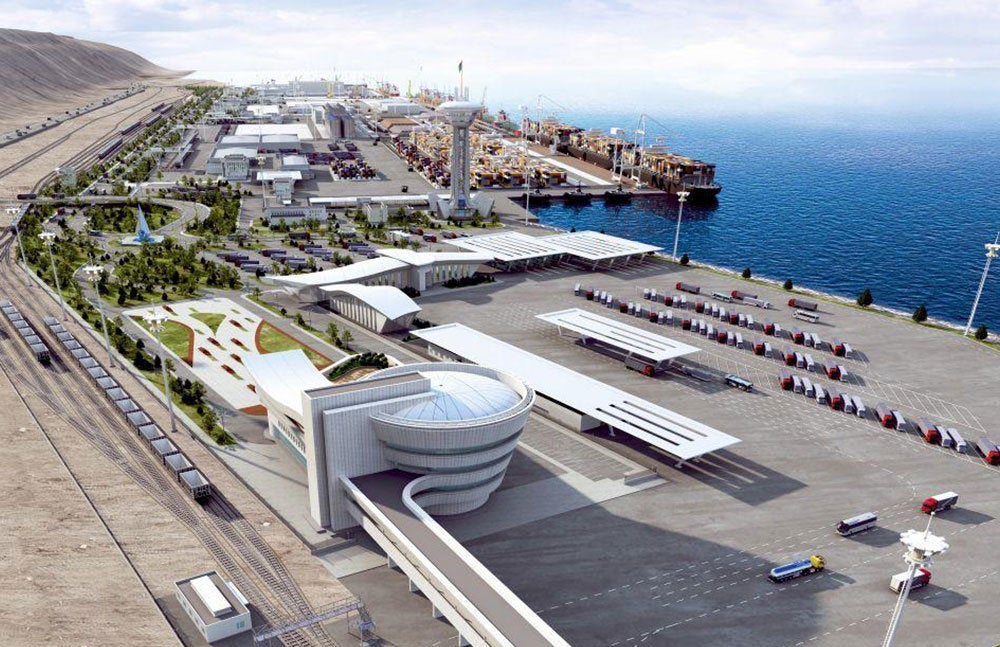 An rendering of Turkmenistan's  Turkmenbashi Port on the Caspian Sea