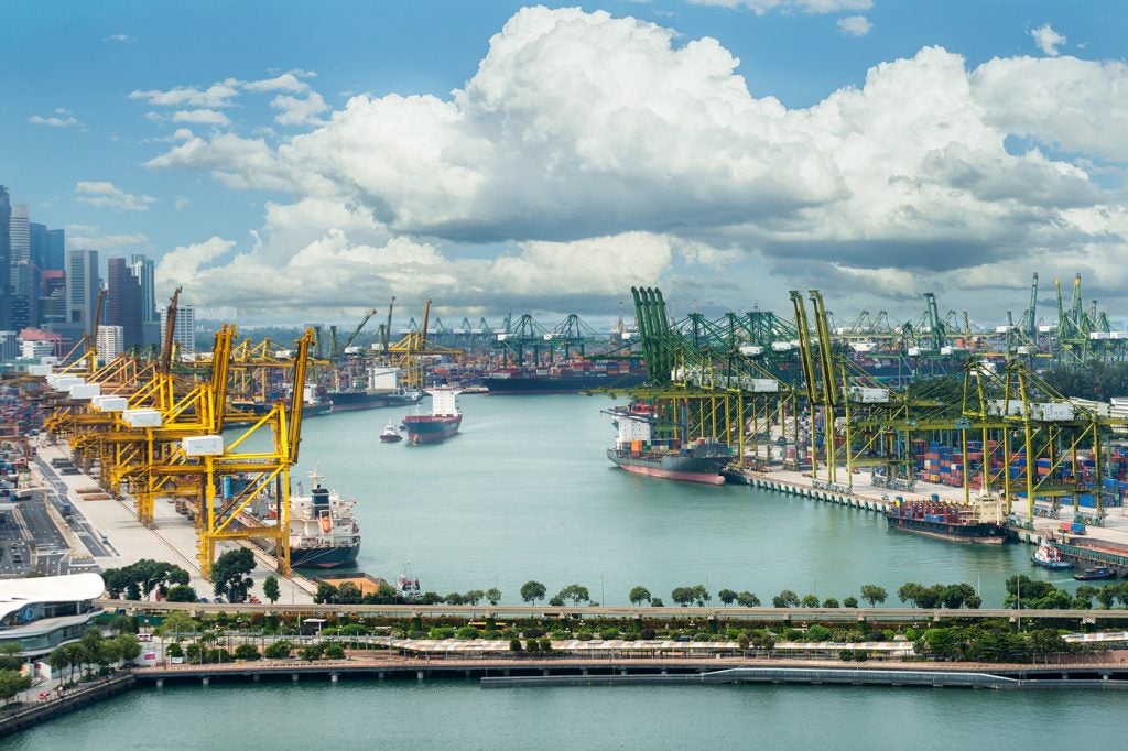 Aerial view of Singapore Port, the busiest container port outside of China