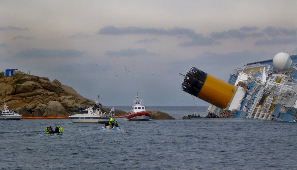 Costa Concordia on the Tuscan island of Giglio 